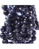 Aventurina Azul. Faceteada. 06 mm diámetro. 1 mm perforación. 60 unidades hilo aprox. 1 hilo.