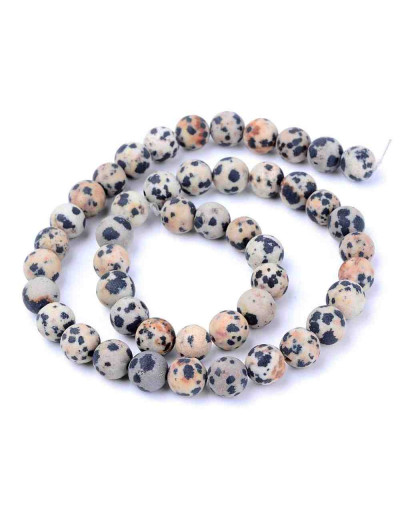 Jásper Dálmata. Mate. 04 milímetros diámetro. 1 mm perforación. 90 unidades hilo aproximado. 1 hilo.