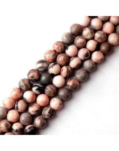 Jásper Zebra. Pink. 08 milímetros diámetro. 1 mm perforación. 45 unidades hilo aprox. 1 hilo.