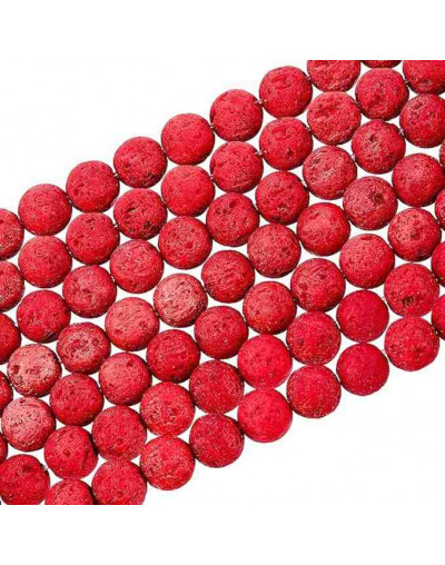 Lava natural. Rojo. 08 milímetros diámetro. 1 mm perforación. 45 unidades hilo aprox. 1 hilo.