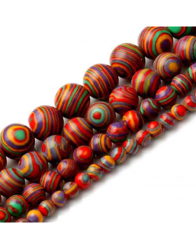 Malaquita sintética. Colorfull. 10 mm diámetro. 1 mm perforación. 35 uds hilo aprox. 1 hilo.