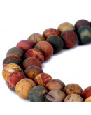 Jásper Picasso. Rojo mate. 04 milímetros diámetro. 0,80 mm perforación. 90 uds hilo aprox. 1 hilo. Jásper Picasso. Rojo mate. 04 milímetros diámetro. 0,80 mm perforación. 90 uds hilo aprox. 1 hilo.