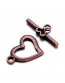 Cierre de barra. Corazón (5). Cobre. Color cobre antiguo. 15x19 milímetros. Barra 22 mm. 5 sets. Cierre de barra. Corazón (5). Cobre. Color cobre antiguo. 15x19 milímetros. Barra 22 mm. 5 sets.