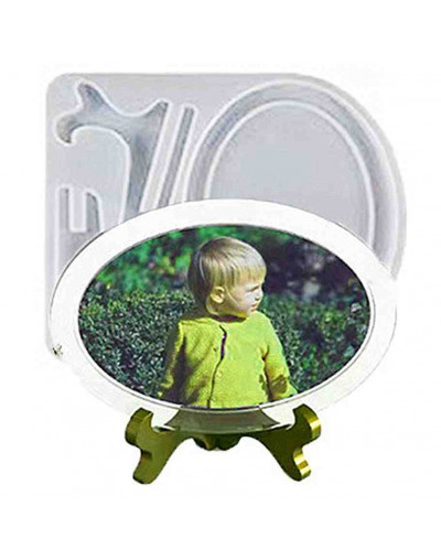 Moldes de silicona. Para resina. Porta fotos con soporte. Ovalo. 212x188x9 milímetros. 1 set.