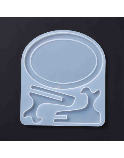 Moldes de silicona. Para resina. Porta fotos con soporte. Ovalo. 212x188x9 milímetros. 1 set.