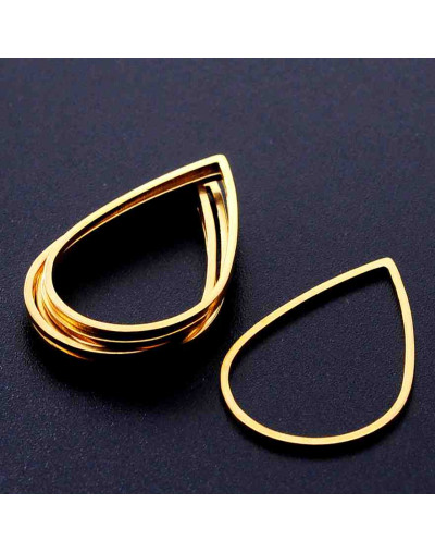 Linking Rings. Gota. Acero inoxidable. Color dorado. 26x17x1 milímetros. 2 uds.