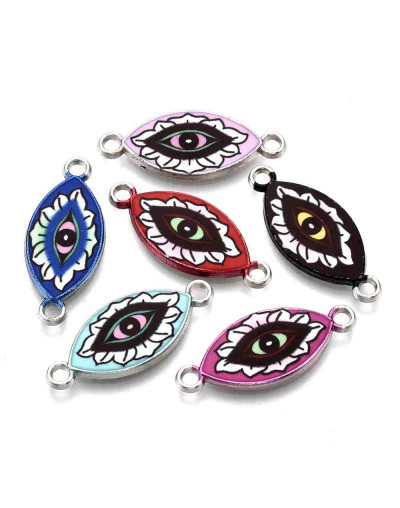 Ojo. Aleación de cobre y esmalte. 25,5x11x2 milímetros. 1,8 mm perforación. 4 uds.