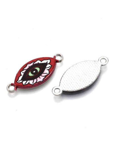 Ojo. Aleación de cobre y esmalte. 25,5x11x2 milímetros. 1,8 mm perforación. 4 uds.