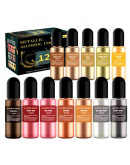 Pigmentos para resina. Tintes al alcohol. Colores metalizados. Set de 12 colores de 10 ml. 1 Set.