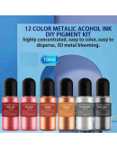Pigmentos para resina. Tintes al alcohol. Colores metalizados. Set de 12 colores de 10 ml. 1 Set.