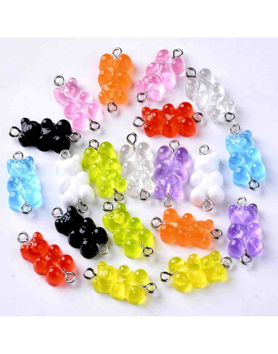 Osos. Acrílico. Varios colores 25x11,5x7 milímetros. 1,5 mm perforación. 5 unidades.