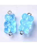 Osos. Acrílico. Varios colores 25x11,5x7 milímetros. 1,5 mm perforación. 5 unidades.