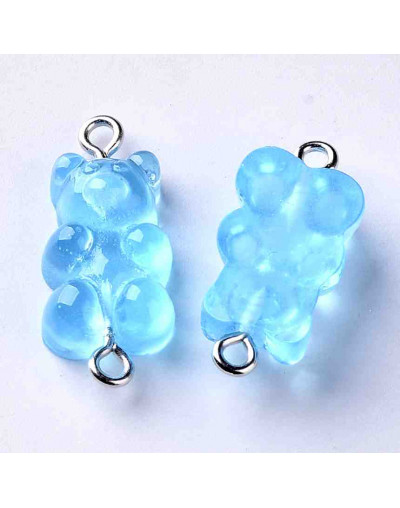 Osos. Acrílico. Varios colores 25x11,5x7 milímetros. 1,5 mm perforación. 5 unidades.