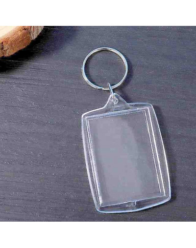 Accesorio para llavero. Rectángulo. Acrílico+aleación de cobre. 55x40 milímetros. 5 unidades.