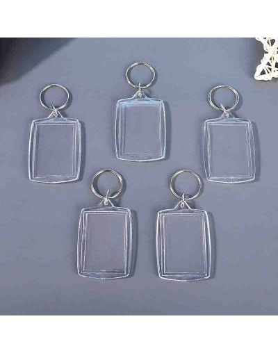 Accesorio para llavero. Rectángulo. Acrílico+aleación de cobre. 55x40 milímetros. 5 unidades.