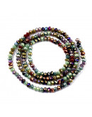 Rondelle faceteado. 3x2,5 mm. Varios colores electroplateado. 0,7 mm perforación. 180 uds hilo aprox