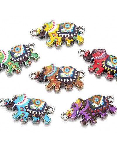 Elefante (2). Aleación de cobre y esmalte. 14,5x26x2 mm. 1,5 mm perforación. 4 unidades.