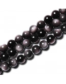 Obsidiana Plateada. 4 mm diámetro. 0,8 mm perforación. 90 uds hilo aprox. 1 hilo. Obsidiana Plateada. 4 mm diámetro. 0,8 mm perforación. 90 uds hilo aprox. 1 hilo.