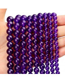 Calcedonia. Dark Purple. 08 milímetros diámetro. 1 mm perforación. 45 unidades hilo (aproximado).