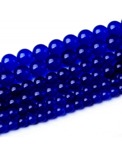 Calcedonia. Dark Blue. 08 milímetros diámetro. 1 mm perforación. 45 unidades hilo (aproximado).