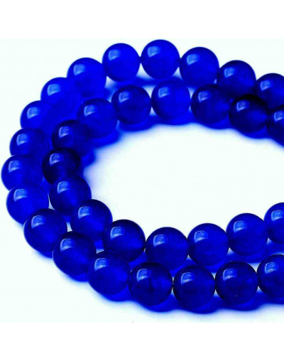 Calcedonia. Dark Blue. 10 milímetros diámetro. 1 mm perforación. 35 unidades hilo (aproximado).