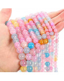 Calcedonia. Varios colores. 08 milímetros diámetro. 1 mm perforación. 45 unidades hilo (aproximado).