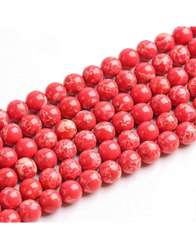 Jásper Imperial. Sintético. Color RED. 8 mm diámetro. 1 mm perforación. 45 uds hilo aprox. 1 hilo.