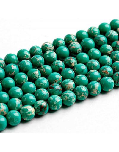 Jásper Imperial. Sintético. Color SEA GREEN. 8 mm diámetro. 1 mm perforación. 45 uds hilo aprox.