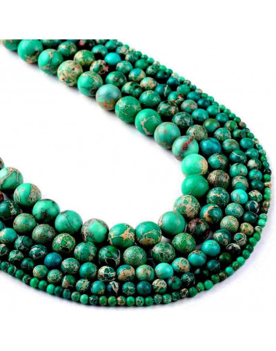 Jásper Imperial. Sintético. Color SEA GREEN. 8 mm diámetro. 1 mm perforación. 45 uds hilo aprox.