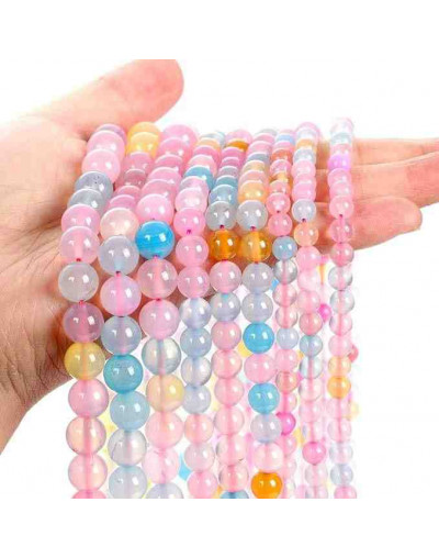 Calcedonia. Varios colores. 12 milímetros diámetro. 1 mm perforación. 30 uds hilo aprox. 1 hilo.