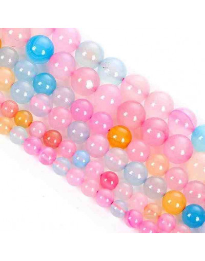 Calcedonia. Varios colores. 12 milímetros diámetro. 1 mm perforación. 30 uds hilo aprox. 1 hilo.