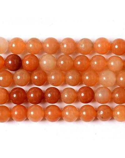 Aventurina. Naranja. 08 milímetros diámetro. 1 mm perforación. 45 uds hilo aprox. 1 hilo.