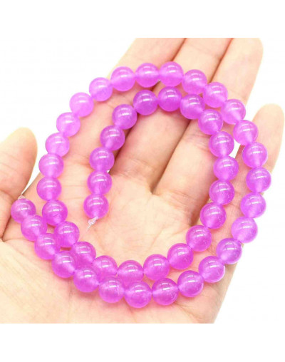 Calcedonia. Magenta. 04 milímetros diámetro. 1 mm perforación. 90 uds hilo aprox. 1 hilo.