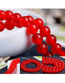 Calcedonia. RED. 08 milímetros diámetro. 1 mm perforación. 45 uds hilo aprox. 1 hilo.