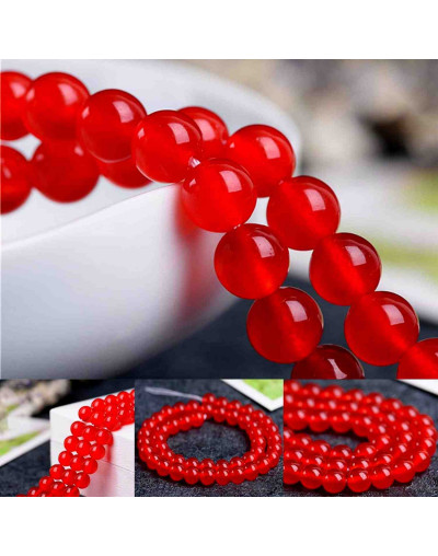 Calcedonia. RED. 10 milímetros diámetro. 1 mm perforación. 35 uds hilo aprox. 1 hilo.