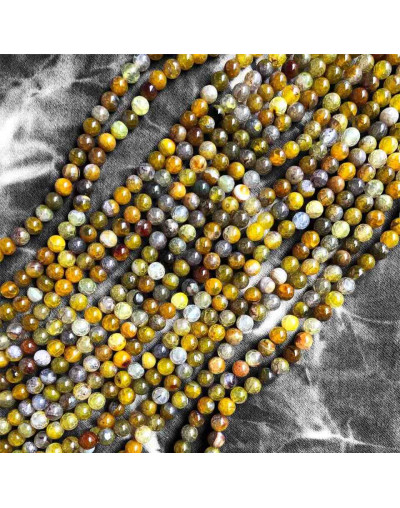 Agata Popcorn. BROWN. 04 milímetros diámetro. 1 mm perforación. 90 uds hilo aprox. 1 hilo.