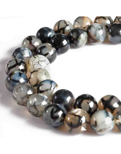 Agata Popcorn. GREY. 08 milímetros diámetro. 1 mm perforación. 45 uds hilo aprox. 1 hilo.