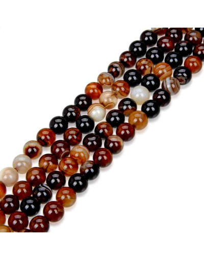 Agata Banded. BROWN. 04 milímetros diámetro. 1 mm perforación. 90 uds hilo aprox. 1 hilo.