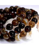 Agata Banded. BROWN. 04 milímetros diámetro. 1 mm perforación. 90 uds hilo aprox. 1 hilo.