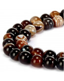 Agata Banded. BROWN. 10 milímetros diámetro. 1 mm perforación. 35 uds hilo aprox. 1 hilo.