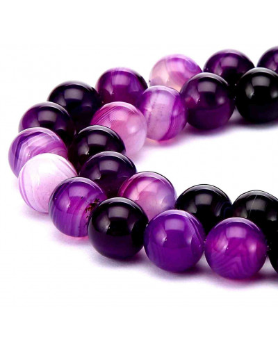 Agata Banded. PURPLE. 04 milímetros diámetro. 1 mm perforación. 90 uds hilo aprox. 1 hilo.