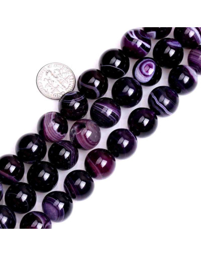 Agata Banded. PURPLE. 06 milímetros diámetro. 1 mm perforación. 60 uds hilo aprox. 1 hilo.