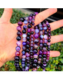 Agata Banded. PURPLE. 08 milímetros diámetro. 1 mm perforación. 45 uds hilo aprox. 1 hilo.