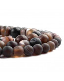 Agata Banded. BROWN FROST. 04 milímetros diámetro. 1 mm perforación. 90 uds hilo aprox. 1 hilo.