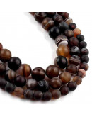 Agata Banded. BROWN FROST. 04 milímetros diámetro. 1 mm perforación. 90 uds hilo aprox. 1 hilo.