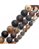 Agata Banded. BROWN FROST. 06 milímetros diámetro. 1 mm perforación. 60 uds hilo aprox. 1 hilo.