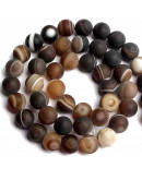 Agata Banded. BROWN FROST. 08 milímetros diámetro. 1 mm perforación. 45 uds hilo aprox. 1 hilo.