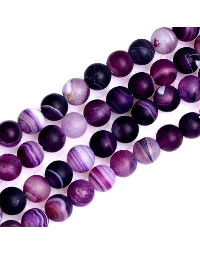 Agata Banded. PURPLE FROST. 04 milímetros diámetro. 1 mm perforación. 90 uds hilo aprox. 1 hilo.