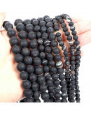 Agata Banded. BLACK FROST. 06 milímetros diámetro. 1 mm perforación. 60 uds hilo aprox. 1 hilo.