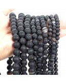 Agata Banded. BLACK FROST. 06 milímetros diámetro. 1 mm perforación. 60 uds hilo aprox. 1 hilo.